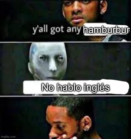 HAMBURBUR!!!!!!!!!!!!!!!!!!!!!!!!!!!!!!!!!!!!!!! | hamburbur; No hablo inglés | image tagged in y'all got any | made w/ Imgflip meme maker