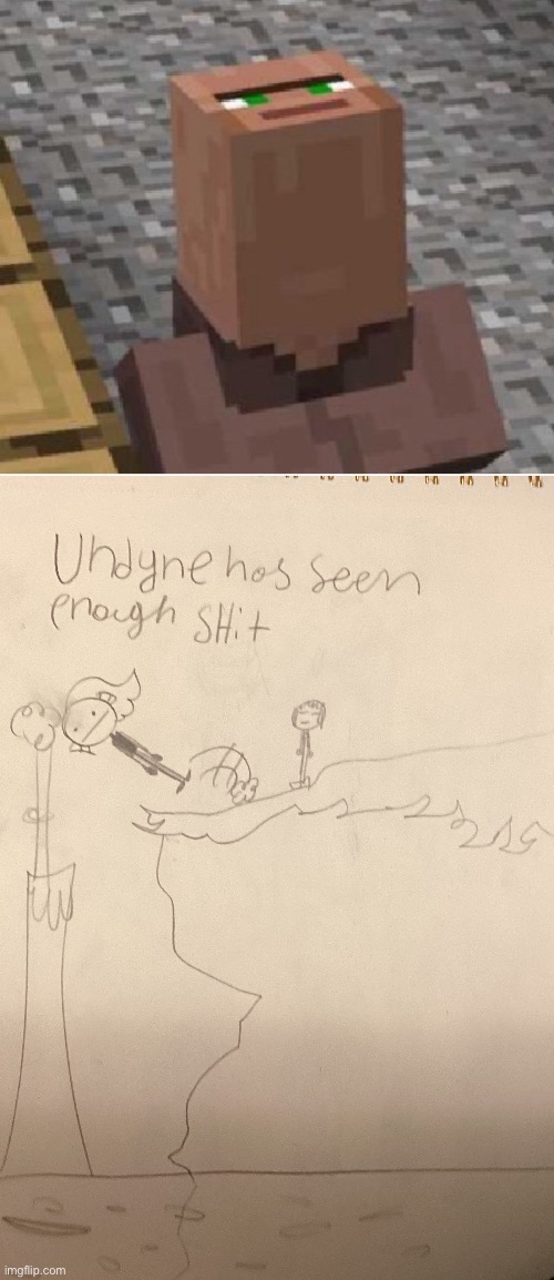H | image tagged in minecraft villager looking up | made w/ Imgflip meme maker