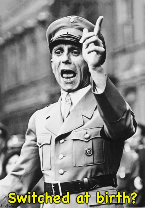 Switched at birth? | image tagged in goebbels fascist propaganda | made w/ Imgflip meme maker