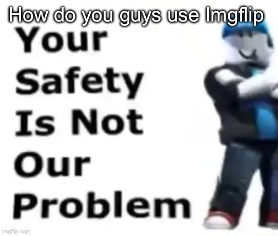 Your safety is not our problem | How do you guys use Imgflip | image tagged in your safety is not our problem | made w/ Imgflip meme maker