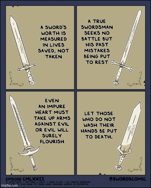 image tagged in swords,wisdom,lives,mistakes,evil,washing hands | made w/ Imgflip meme maker