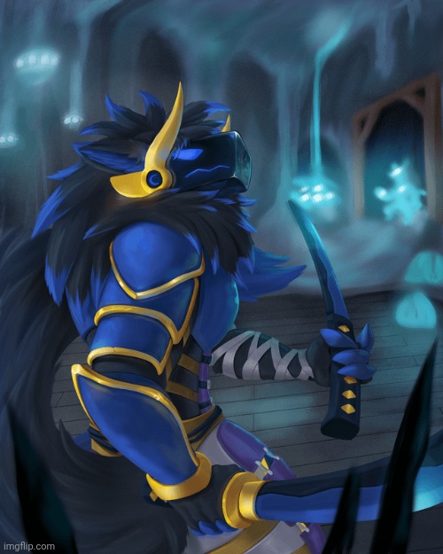 Mercenary Proot (art by Tonny_Art on Reddit) | image tagged in furry,art,protogen,risk of rain 2 | made w/ Imgflip meme maker