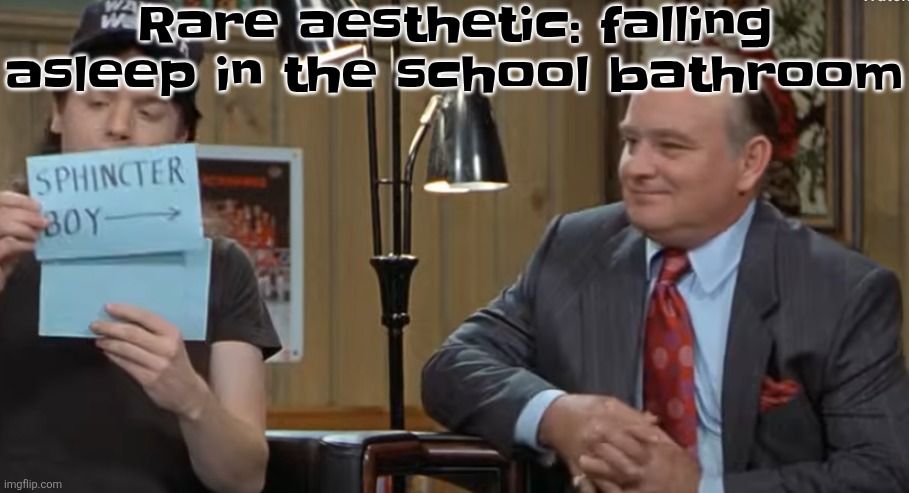 notecard | Rare aesthetic: falling asleep in the school bathroom | image tagged in notecard | made w/ Imgflip meme maker