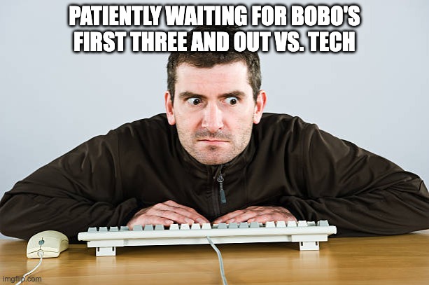 PATIENTLY WAITING FOR BOBO'S FIRST THREE AND OUT VS. TECH | image tagged in georgia,football | made w/ Imgflip meme maker