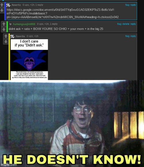 image tagged in he doesn t know | made w/ Imgflip meme maker