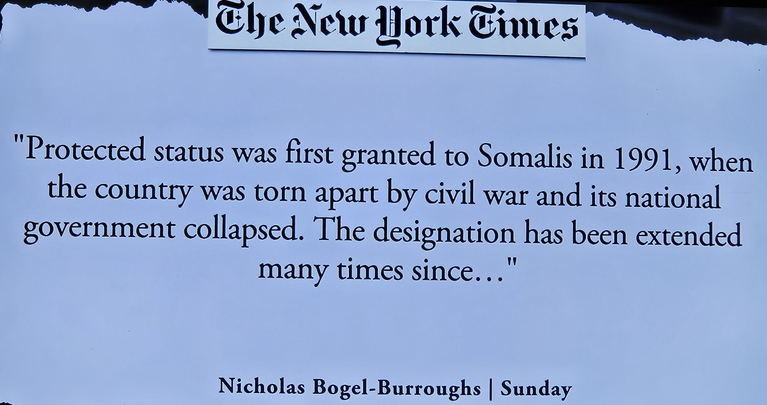 1991 Somalis Protected Status NYT Blank Meme Template