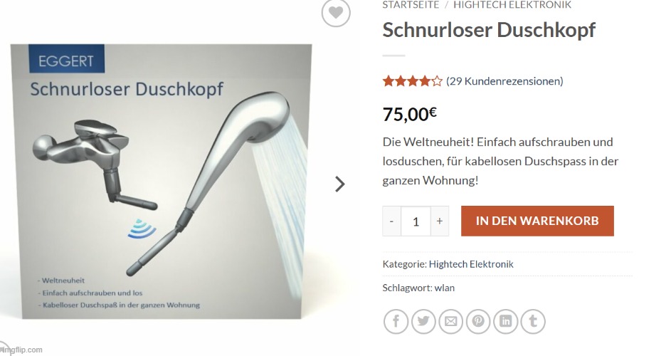 german wireless shower head | made w/ Imgflip meme maker