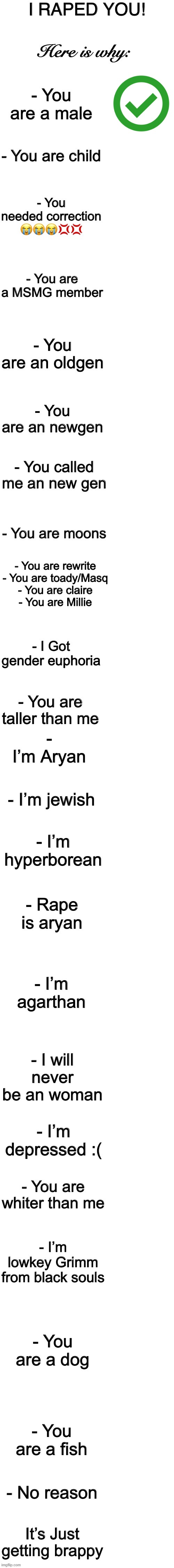 The rape list | image tagged in the rape list | made w/ Imgflip meme maker