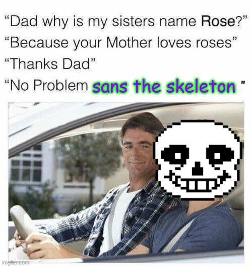 er | sans the skeleton | image tagged in why is my sister's name rose | made w/ Imgflip meme maker