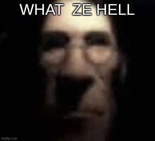 tf2 medic stare | WHAT  ZE HELL | image tagged in tf2 medic stare | made w/ Imgflip meme maker