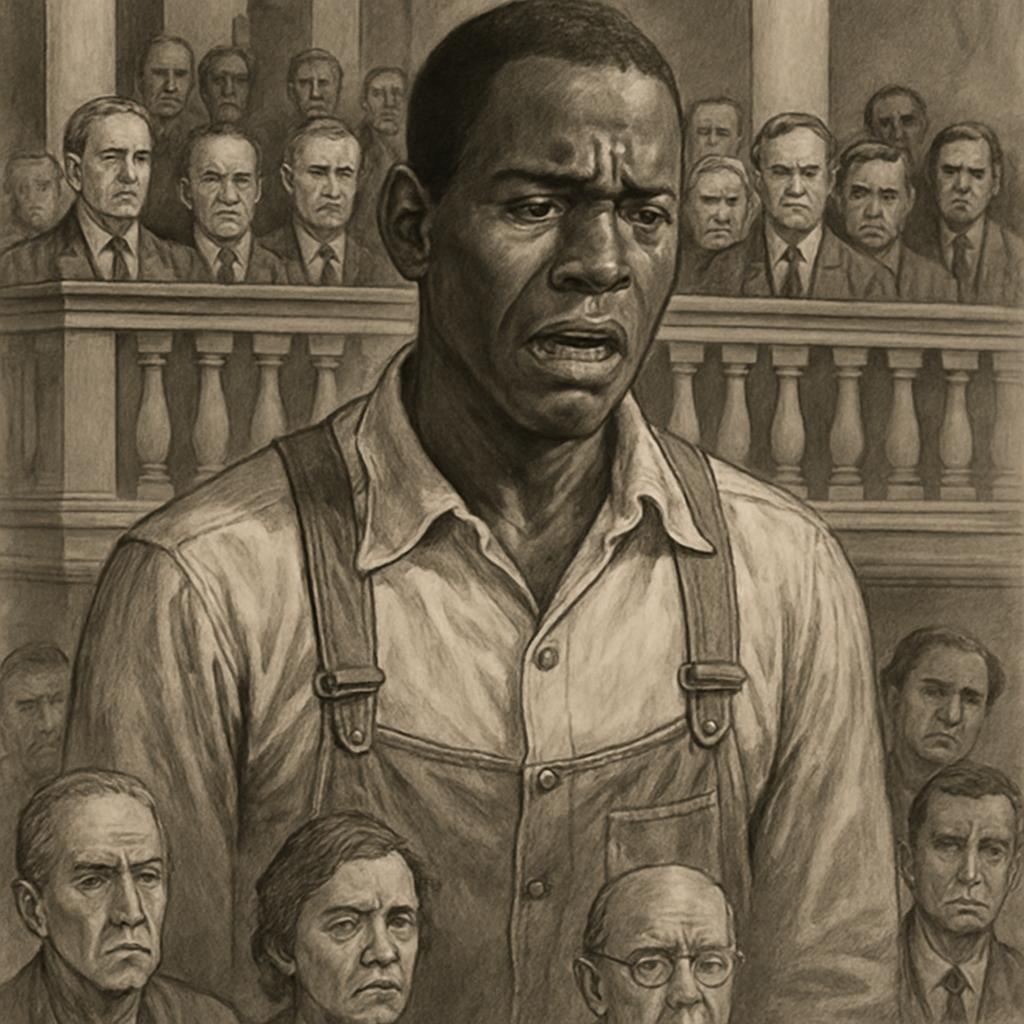 High Quality Tom Robinson hearing that he is guilty from the story called to Blank Meme Template