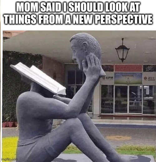 ...idk corny joke | MOM SAID I SHOULD LOOK AT THINGS FROM A NEW PERSPECTIVE | made w/ Imgflip meme maker
