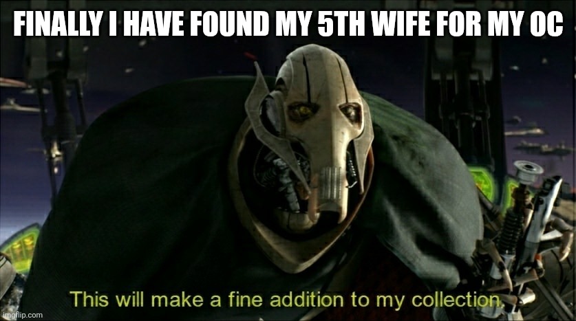 This will make a fine addition to my collection | FINALLY I HAVE FOUND MY 5TH WIFE FOR MY OC | image tagged in this will make a fine addition to my collection | made w/ Imgflip meme maker