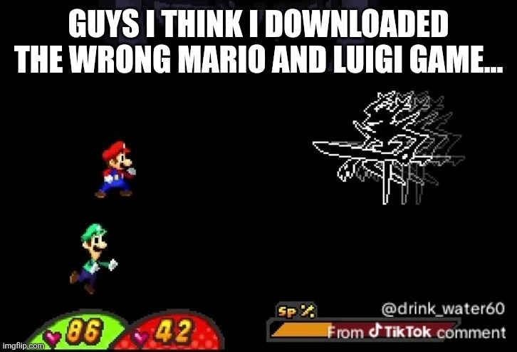 GUYS I THINK I DOWNLOADED THE WRONG MARIO AND LUIGI GAME... | made w/ Imgflip meme maker