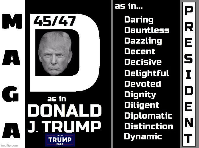 The DARLING Letter "D" | image tagged in vince vance,alphabet,president trump,donald j trump,maga,dynamic | made w/ Imgflip meme maker