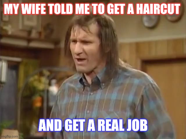 Get A Haircut | MY WIFE TOLD ME TO GET A HAIRCUT; AND GET A REAL JOB | image tagged in funny memes | made w/ Imgflip meme maker