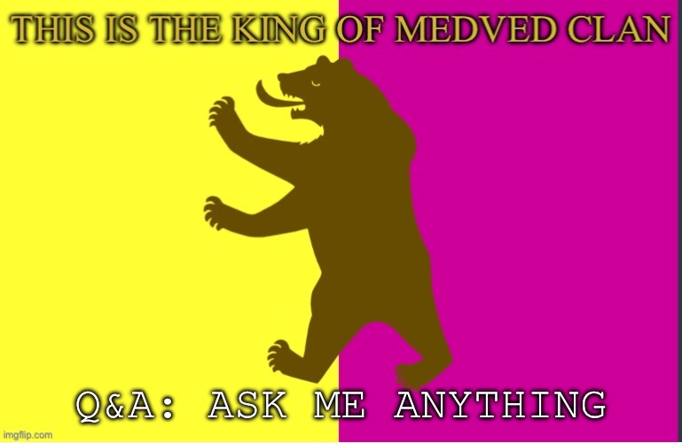 Outdated bear | Q&A: ASK ME ANYTHING | image tagged in king of medved bear | made w/ Imgflip meme maker