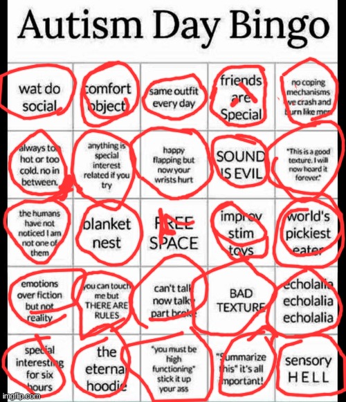 I'm special | image tagged in autism bingo | made w/ Imgflip meme maker