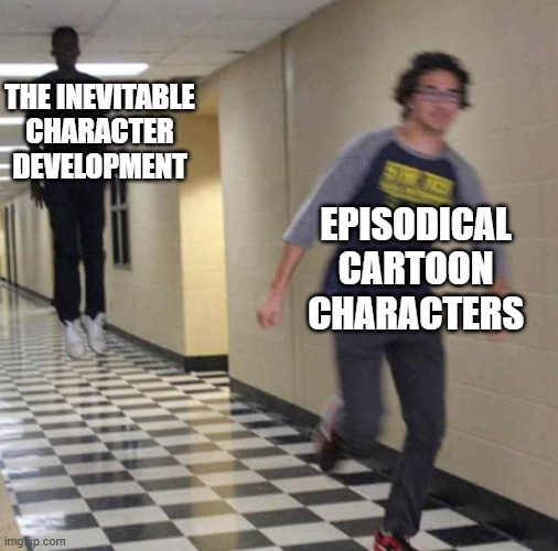 you can't escape the consequences of your actions, phineas | THE INEVITABLE CHARACTER DEVELOPMENT; EPISODICAL CARTOON CHARACTERS | image tagged in floating boy chasing running boy,episodical,cartoon,cartoons,run,characters | made w/ Imgflip meme maker