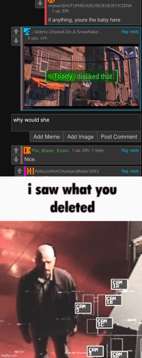 image tagged in i saw what you deleted | made w/ Imgflip meme maker
