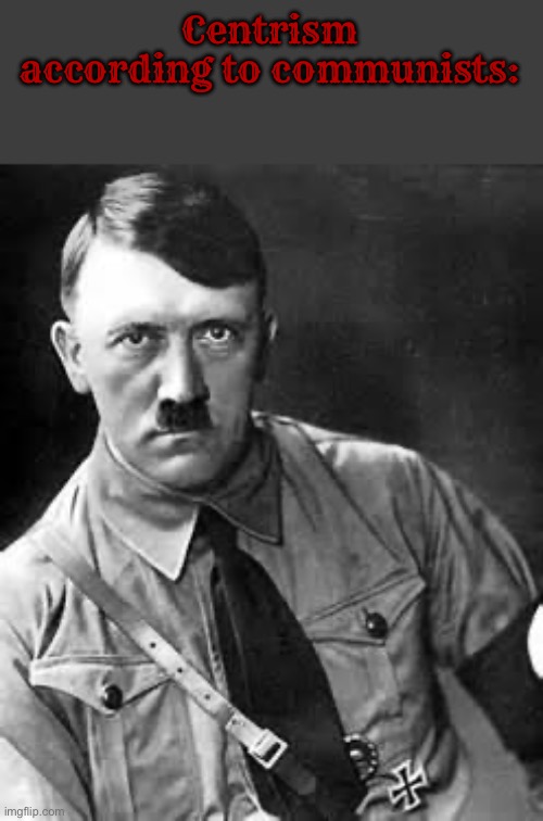 Commies call social democracy Fascism | Centrism according to communists: | image tagged in adolf hitler,communism,socialism,centrism,nazi | made w/ Imgflip meme maker