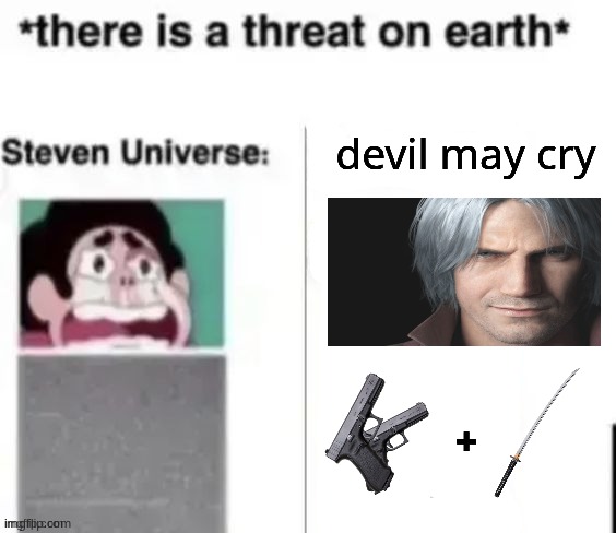 *There is a threat on earth* | devil may cry; + | image tagged in there is a threat on earth | made w/ Imgflip meme maker