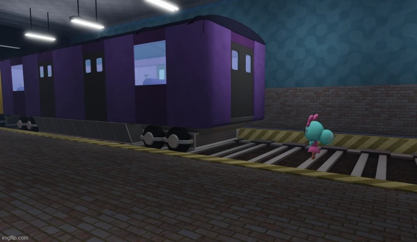 Poppy about to get hit by a train.mp3 | image tagged in poppy,dandy's world | made w/ Imgflip meme maker