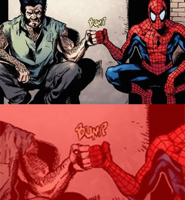 Wolverine Spider Man Knuckle Bump Blank Meme Template