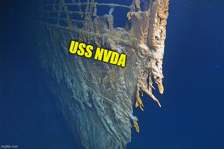 Bringing down the US economy like the titanic | USS NVDA | image tagged in titanic,technology,tech,economy,stock crash,stock market | made w/ Imgflip meme maker