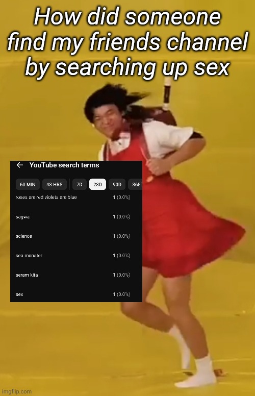 Wind face | How did someone find my friends channel by searching up sex | image tagged in wind face | made w/ Imgflip meme maker