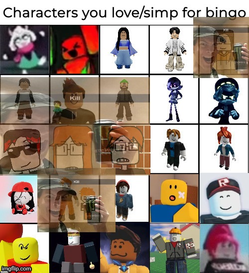 Characters you love/simp for bingo | image tagged in characters you love/simp for bingo | made w/ Imgflip meme maker