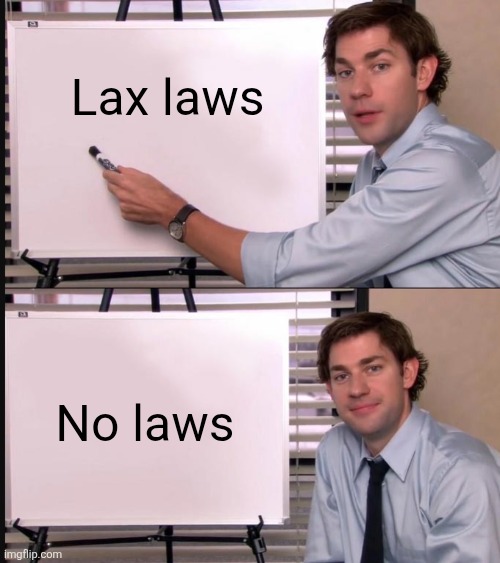 Fix the judge ?‍⚖️ | Lax laws; No laws | image tagged in it's the law | made w/ Imgflip meme maker