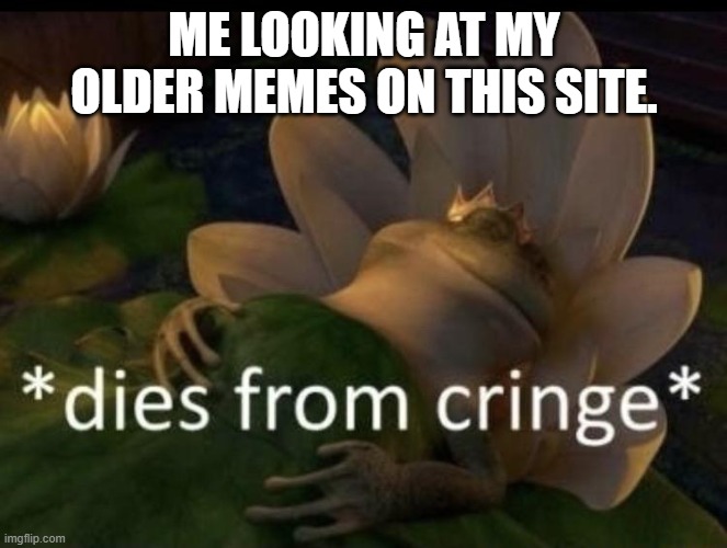 why?... | ME LOOKING AT MY OLDER MEMES ON THIS SITE. | image tagged in dies from cringe | made w/ Imgflip meme maker