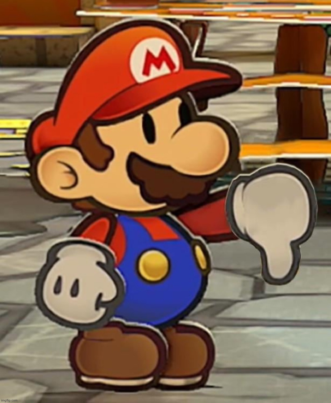 Paper Mario thumbs down | image tagged in paper mario thumbs down | made w/ Imgflip meme maker