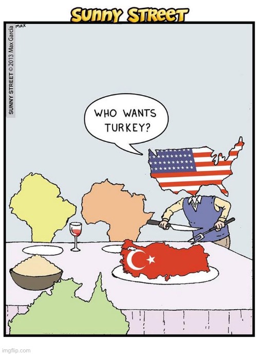 image tagged in comics,sunny street,thanksgiving dinner,turkey,foreign guests | made w/ Imgflip meme maker