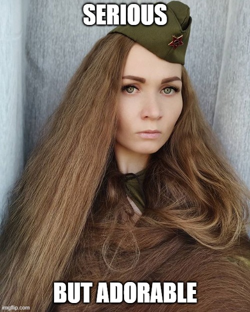 Awwww | SERIOUS; BUT ADORABLE | image tagged in long hair | made w/ Imgflip meme maker