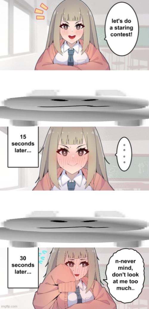 long john? nah we got obtuse gubby | image tagged in staring contest | made w/ Imgflip meme maker