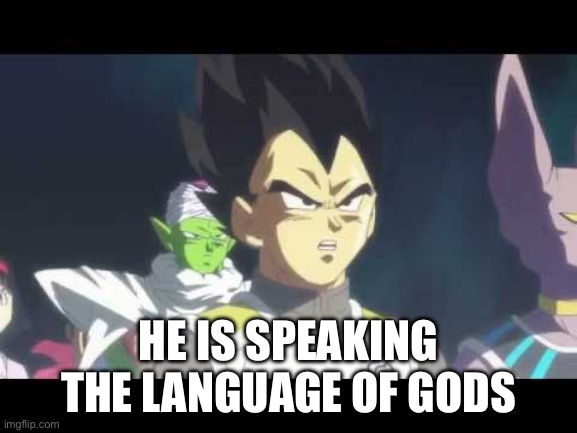 he's speaking the language of gods | HE IS SPEAKING THE LANGUAGE OF GODS | image tagged in he's speaking the language of gods | made w/ Imgflip meme maker