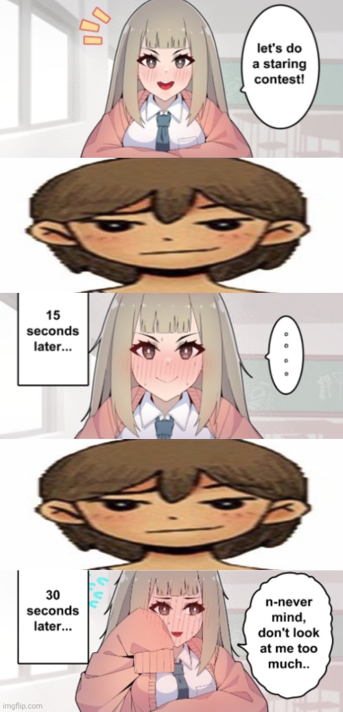 Kelmaxxing | image tagged in staring contest | made w/ Imgflip meme maker