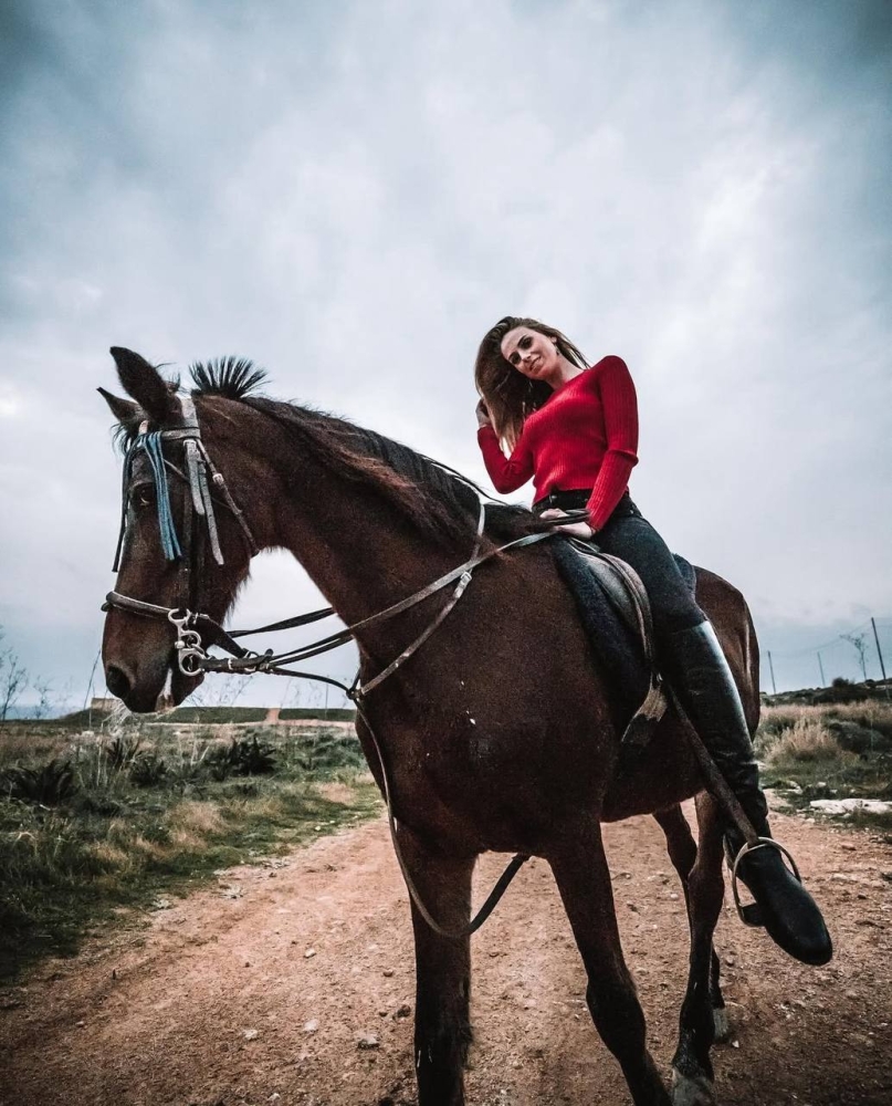 East Slavic Ukrainian Girl On Horse Blank Meme Template