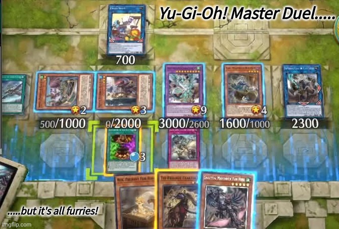 >:3 | Yu-Gi-Oh! Master Duel..... .....but it's all furries! | image tagged in yugioh master duel,video games,screenshot,furry | made w/ Imgflip meme maker