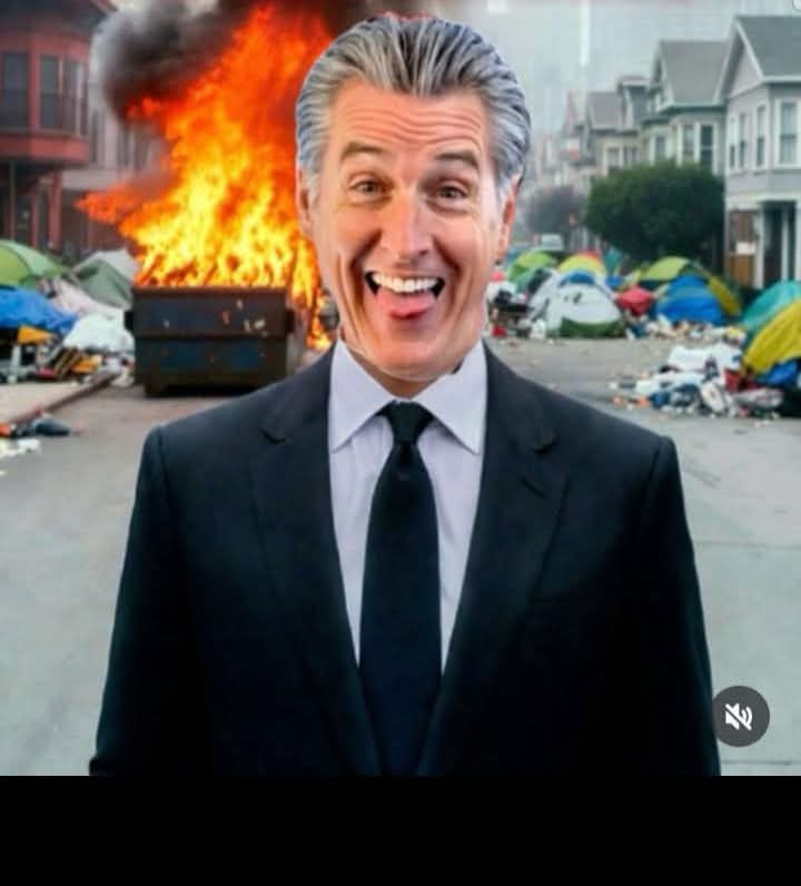 Gavin Newsom burning Blank Meme Template