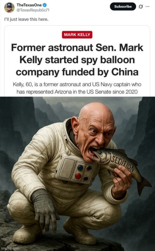 Mark Kelly likes Chinese food. | image tagged in astronut mark kelly,made in china | made w/ Imgflip meme maker