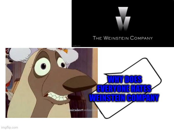 Why Is Everyone Hates Weinstein Company | WHY DOES EVERYONE HATES 
WEINSTEIN COMPANY | image tagged in balto,universal studios,meme,dark humor | made w/ Imgflip meme maker