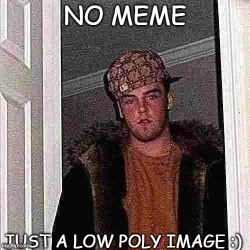 Just a low poly image | NO MEME; JUST A LOW POLY IMAGE :) | image tagged in memes,scumbag steve | made w/ Imgflip meme maker