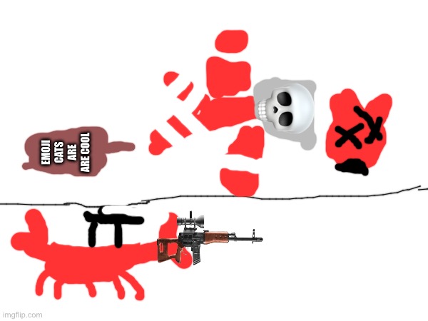 Mafioso crab shooting criywo and a red emoji cat Blank Meme Template