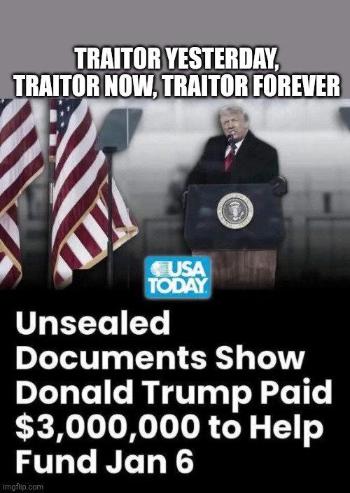 Trump is a traitor and so is every republican | TRAITOR YESTERDAY,  TRAITOR NOW, TRAITOR FOREVER | image tagged in traitor | made w/ Imgflip meme maker