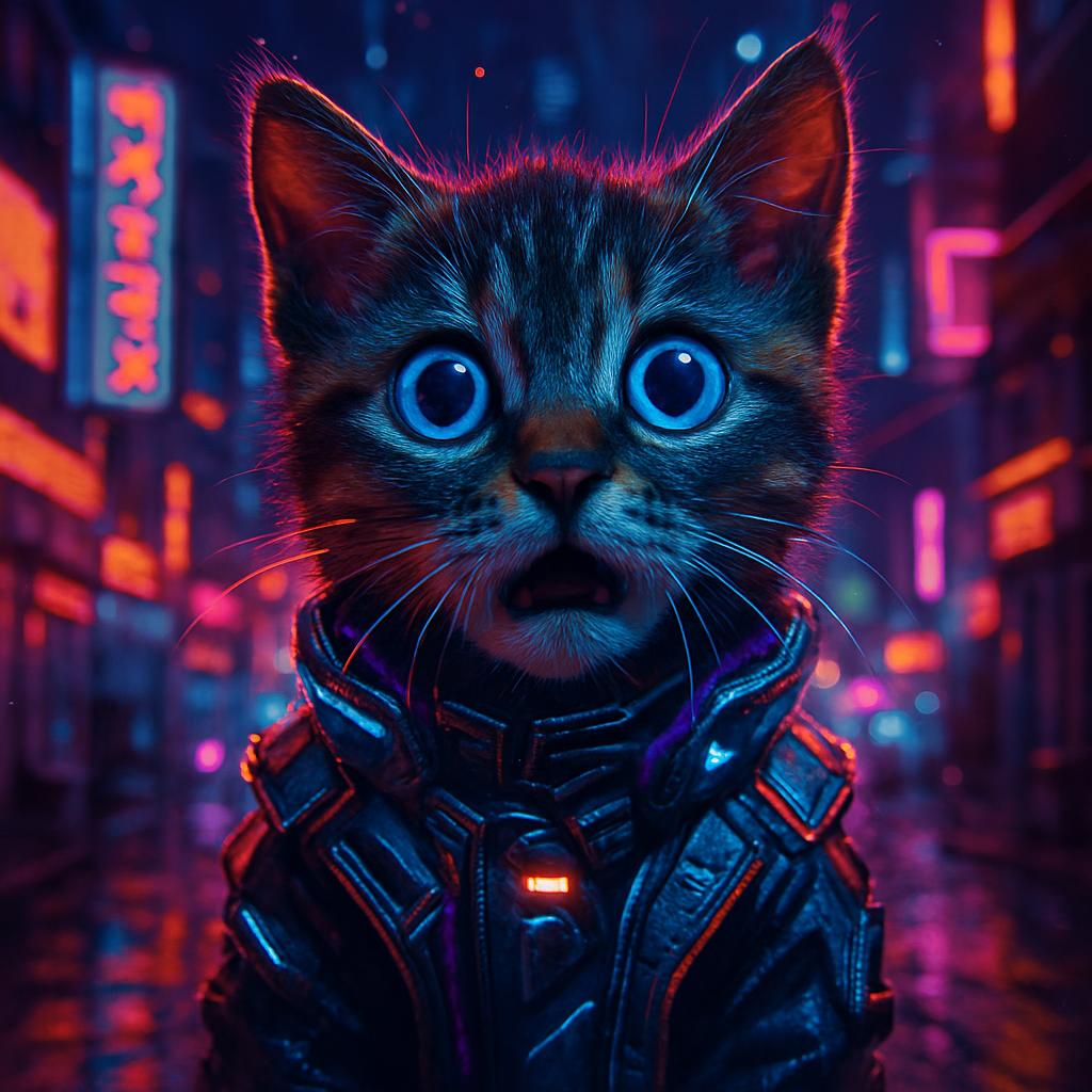 Cute kitten which is surprised as looking at camera which is us Blank Meme Template