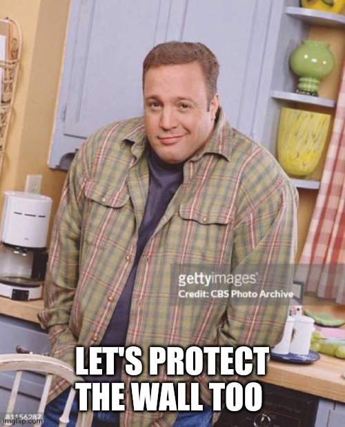 Kevin James | LET'S PROTECT THE WALL TOO | image tagged in kevin james | made w/ Imgflip meme maker