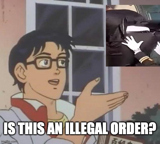 Is This A Pigeon Meme | IS THIS AN ILLEGAL ORDER? | image tagged in memes,is this a pigeon | made w/ Imgflip meme maker